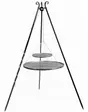 Grillställning med 2 hängande grillgaller på trebent stativ 180 cm – stål 70 cm & 40 cm