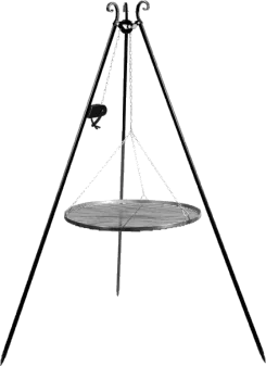 Tripod barbecue with hanging grill 180 cm – steel 50 cm with winch
