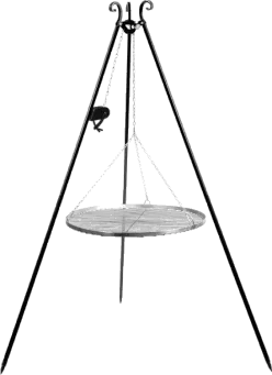 Barbecue Grille suspendu sur Trépied 180 cm – inox 60 cm avec moulinet