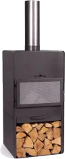 Outdoor fireplace VENTO with oven and double tempered glass