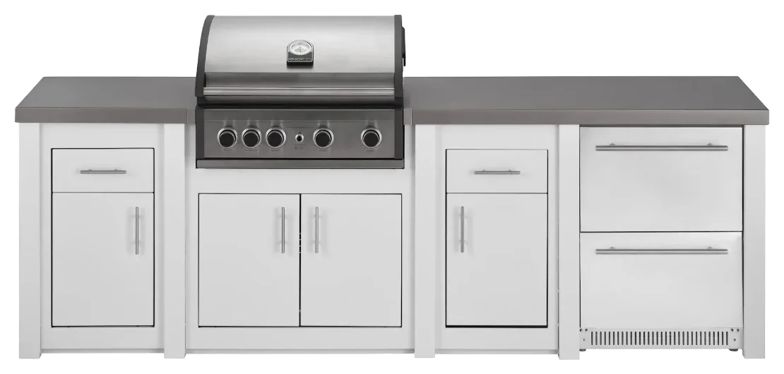 Cuisine Aluminium Blanc Pro Elite, Frigo