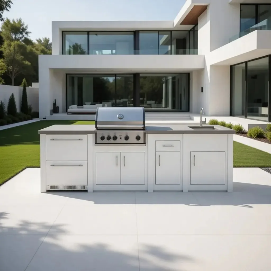 Cuisine Aluminium Blanc Pro Elite, Frigo + Évier