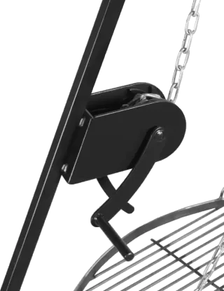 Tripod barbecue with hanging grill 180 cm – steel 50 cm with winch