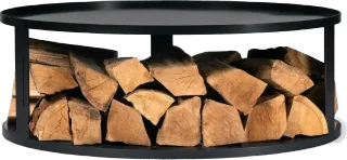 Round base with log store for fire bowl 82 cm