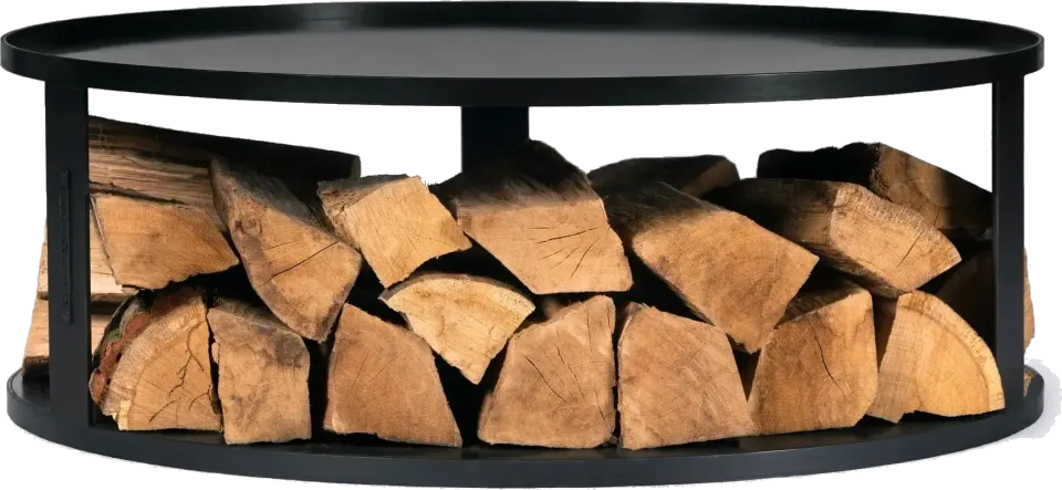 Round base with log store for fire bowl 82 cm