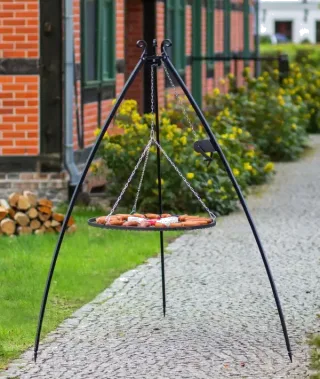 Driepoot barbecue met hangrooster 200 cm – staal 80 cm met lier