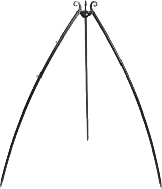 Barbacoa trípode con 2 parrillas colgantes 200 cm – acero inoxidable 70 cm y 40 cm