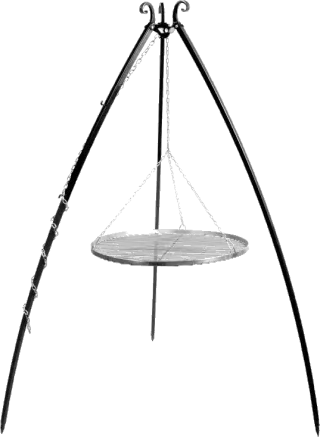 Barbecue con griglia sospesa su treppiede 200 cm – inox 80 cm