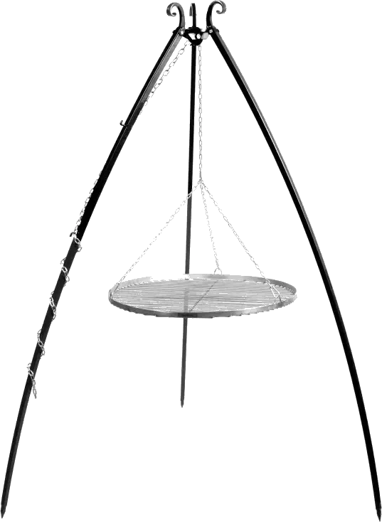 Tripod barbecue with hanging grill 200 cm – stainless steel 50 cm