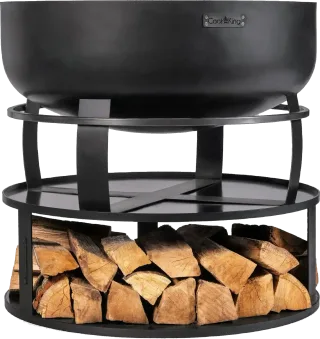 Round base with log store for fire bowl 82 cm