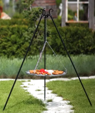 Driepoot barbecue met hangrooster 180 cm – staal 80 cm