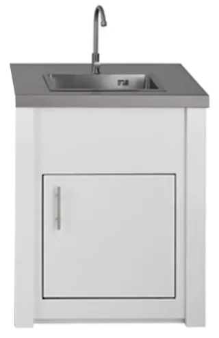 Cuisine aluminium Blanc Pro Elite, évier avec porte et tiroir