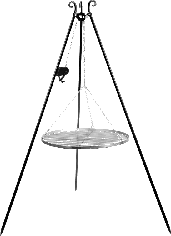 Barbecue Grille suspendu sur Trépied 180 cm – inox 60 cm avec moulinet