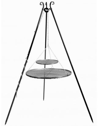 Driepoot barbecue met 2 hangroosters 180 cm – staal 70 cm & 40 cm