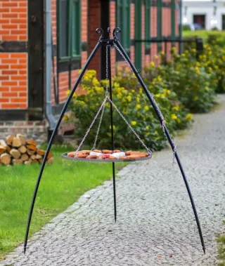 Barbecue con griglia sospesa su treppiede 200 cm – inox 80 cm
