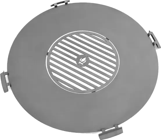 Placa de acero inoxidable para brasero 102 cm, parrilla 47 cm, 4 asas