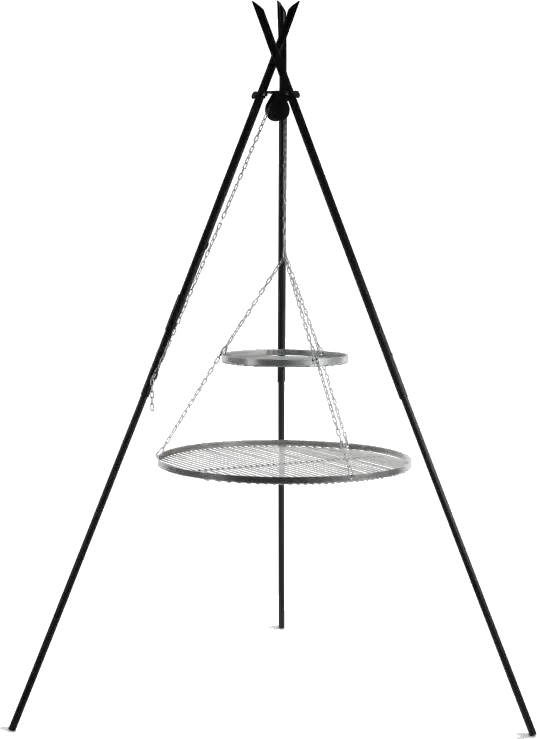 TIPI tripod barbecue with 2 grills – stainless steel 70 cm & 40 cm