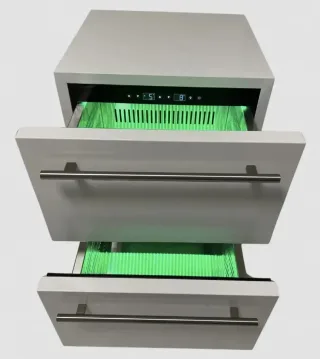 Cuisine aluminium Blanc Pro Elite, module service avec frigo et évier