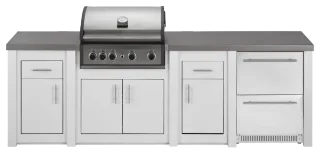 Cuisine aluminium Blanc Pro Elite, module service avec frigo