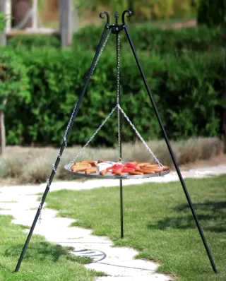 Driepoot barbecue met hangrooster 180 cm – rvs 60 cm