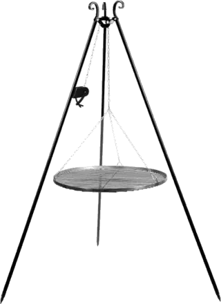 Tripod barbecue with hanging grill 180 cm – steel 50 cm with winch