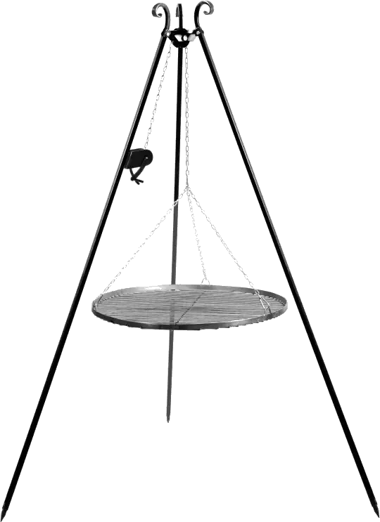 Tripod barbecue with hanging grill 180 cm – steel 50 cm with winch