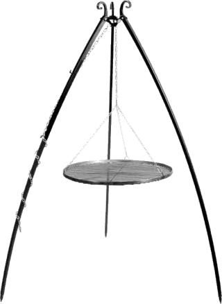 Barbacoa trípode con parrilla colgante 200 cm – acero 80 cm