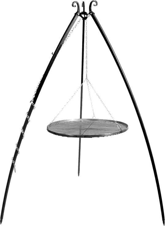 Tripod barbecue with hanging grill 200 cm – steel 50 cm
