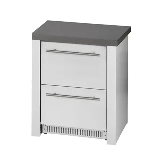 Cuisine aluminium Blanc Pro Elite, module service avec frigo et évier